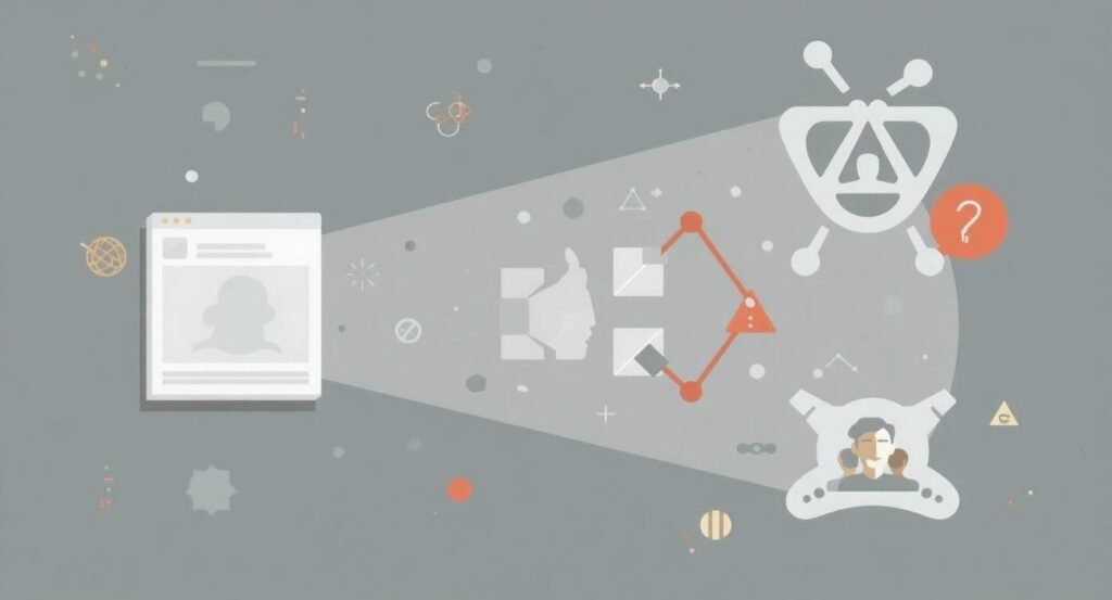 Illustration showing a social media post with limited reach, algorithm signals, and reduced engagement representing shadowbanning on social media